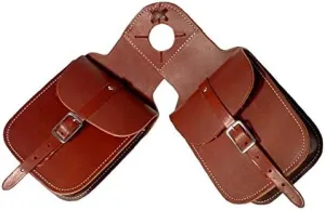 Horse Saddle Bag Cowhide Genuine Leather Western Equestrian Trail Simple Horse Saddle Bag Pack Equipment Horse Saddle Bags Size: 10” L x 10” W x 3 ½” D inches, SMPL97