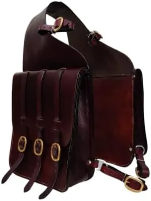 Horse Saddle Bag Cowhide Genuine Leather Western Equestrian Trail Simple Horse Saddle Bag Pack Equipment Horse Saddle Bags Size: 10” L x 10” W x 3 ½” D inches, SMPL