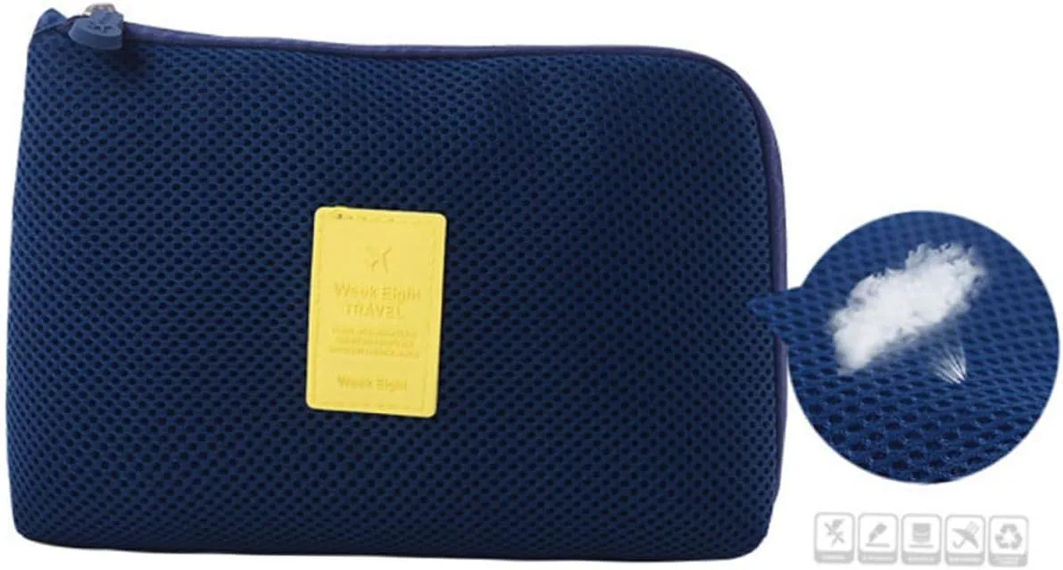 Housoutil Data Cable Digital Size Earthquake Cosmetic Large Charger Storage Blue Anti Travel Bag, Navy, Size 2