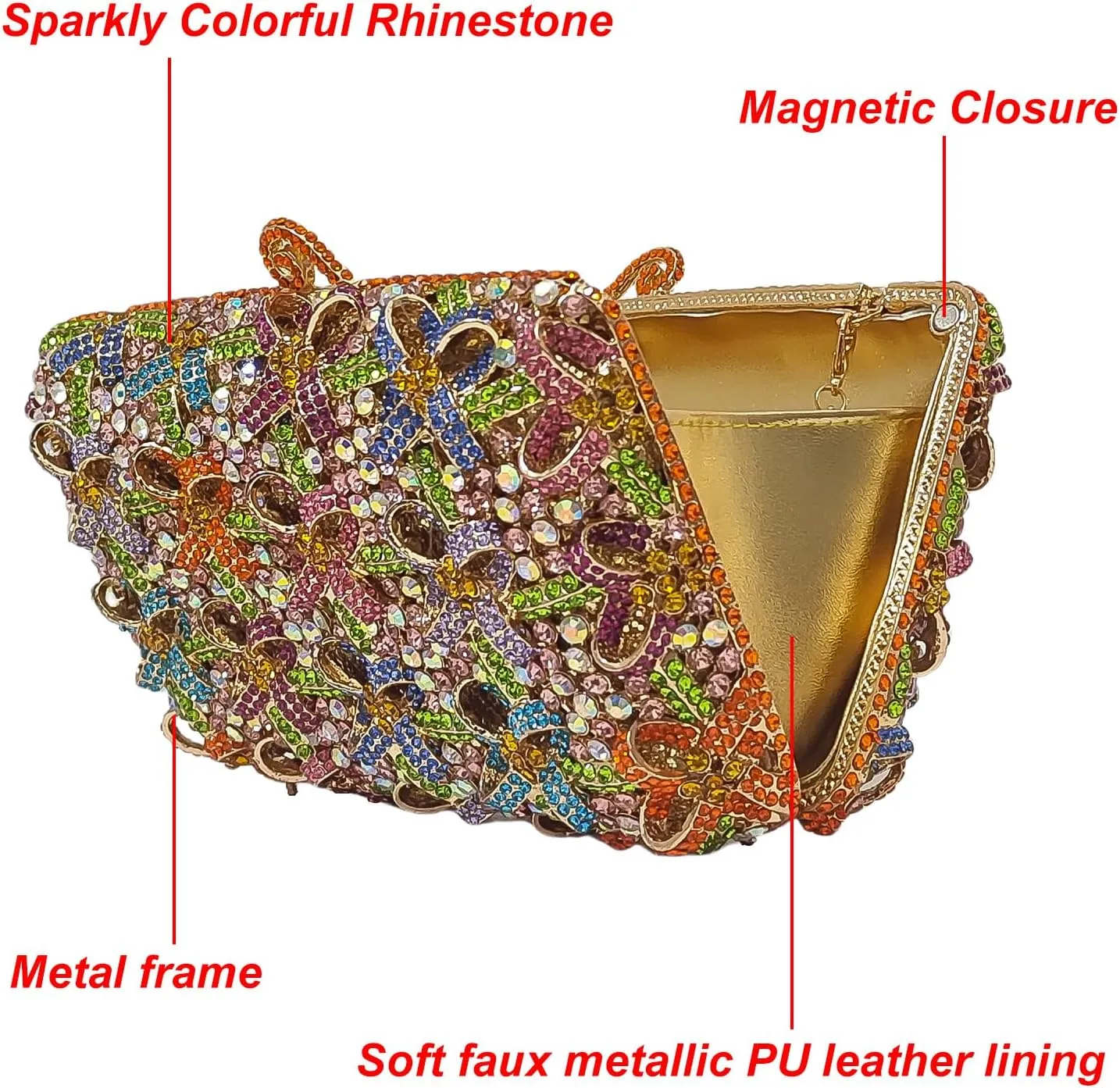 HUANG ZHUANG Bling Elegant Crystal Clutch Purse Luxury Rhinestone Evening Bag Prom Women Party Wedding Handbag