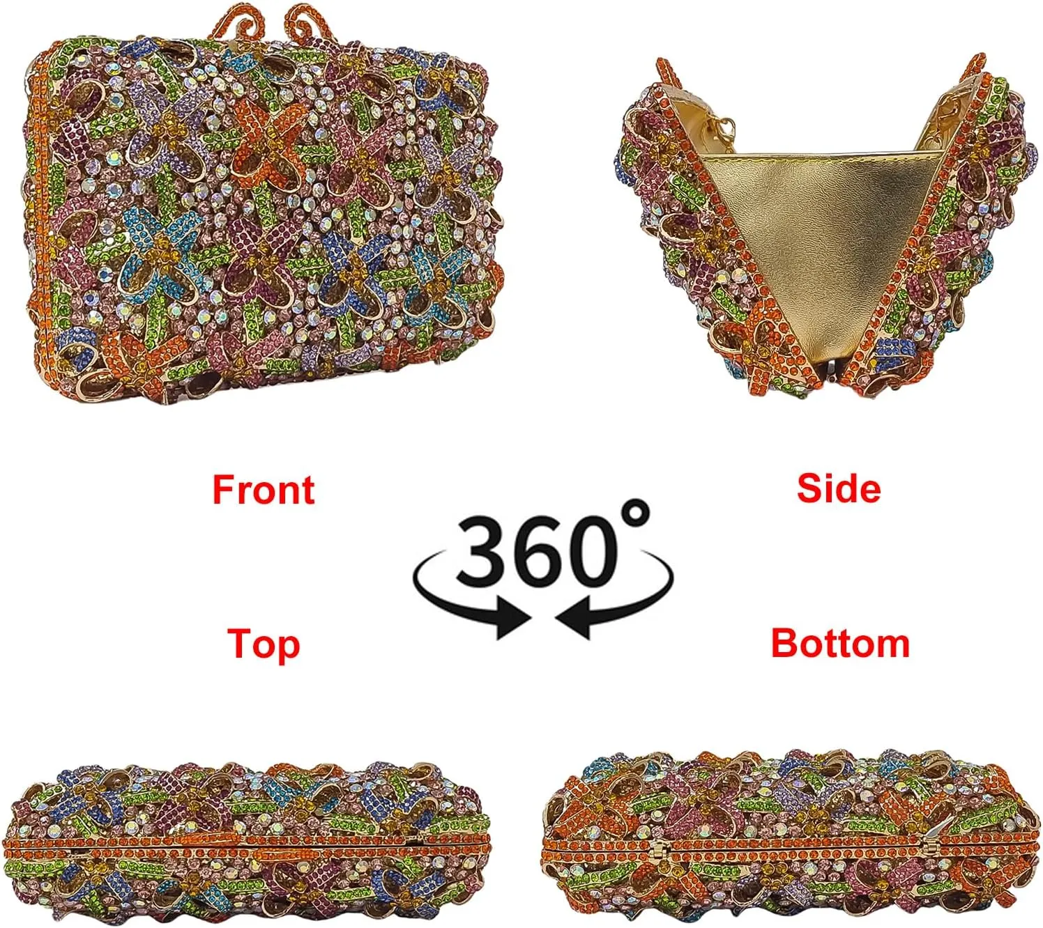 HUANG ZHUANG Bling Elegant Crystal Clutch Purse Luxury Rhinestone Evening Bag Prom Women Party Wedding Handbag