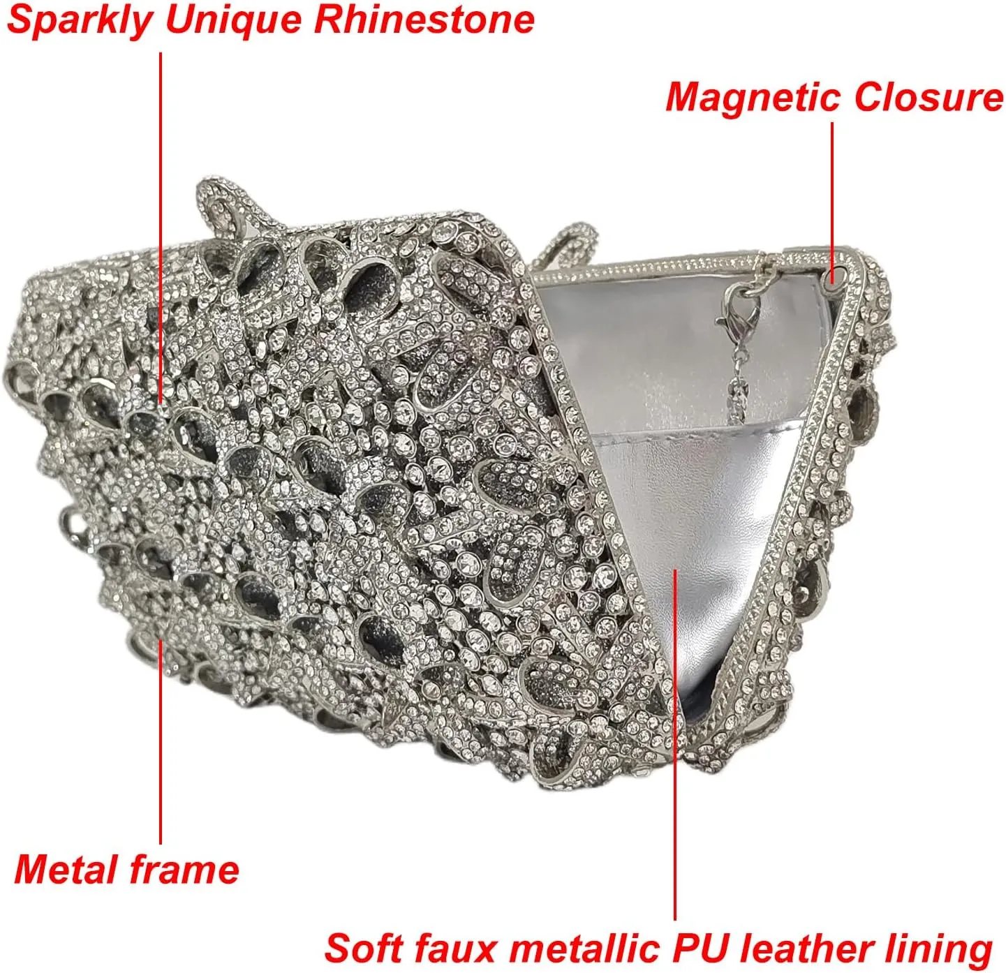 HUANG ZHUANG Bling Elegant Crystal Clutch Purse Luxury Rhinestone Evening Bag Prom Women Party Wedding Handbag