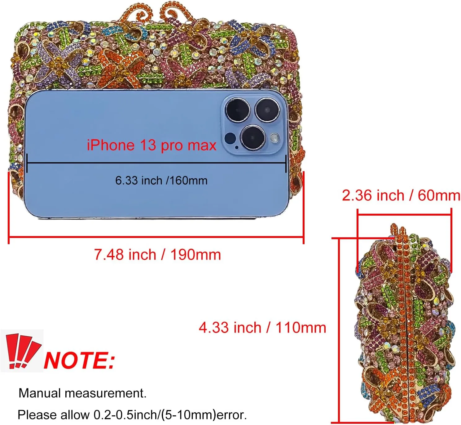 HUANG ZHUANG Bling Elegant Crystal Clutch Purse Luxury Rhinestone Evening Bag Prom Women Party Wedding Handbag