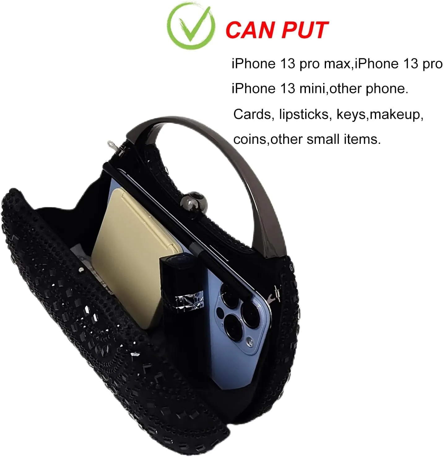 HUANG ZHUANG Elegant Crystal Clutch Rhinestone Handbags For Women Party Purse Wedding Prom Sparkly Bag