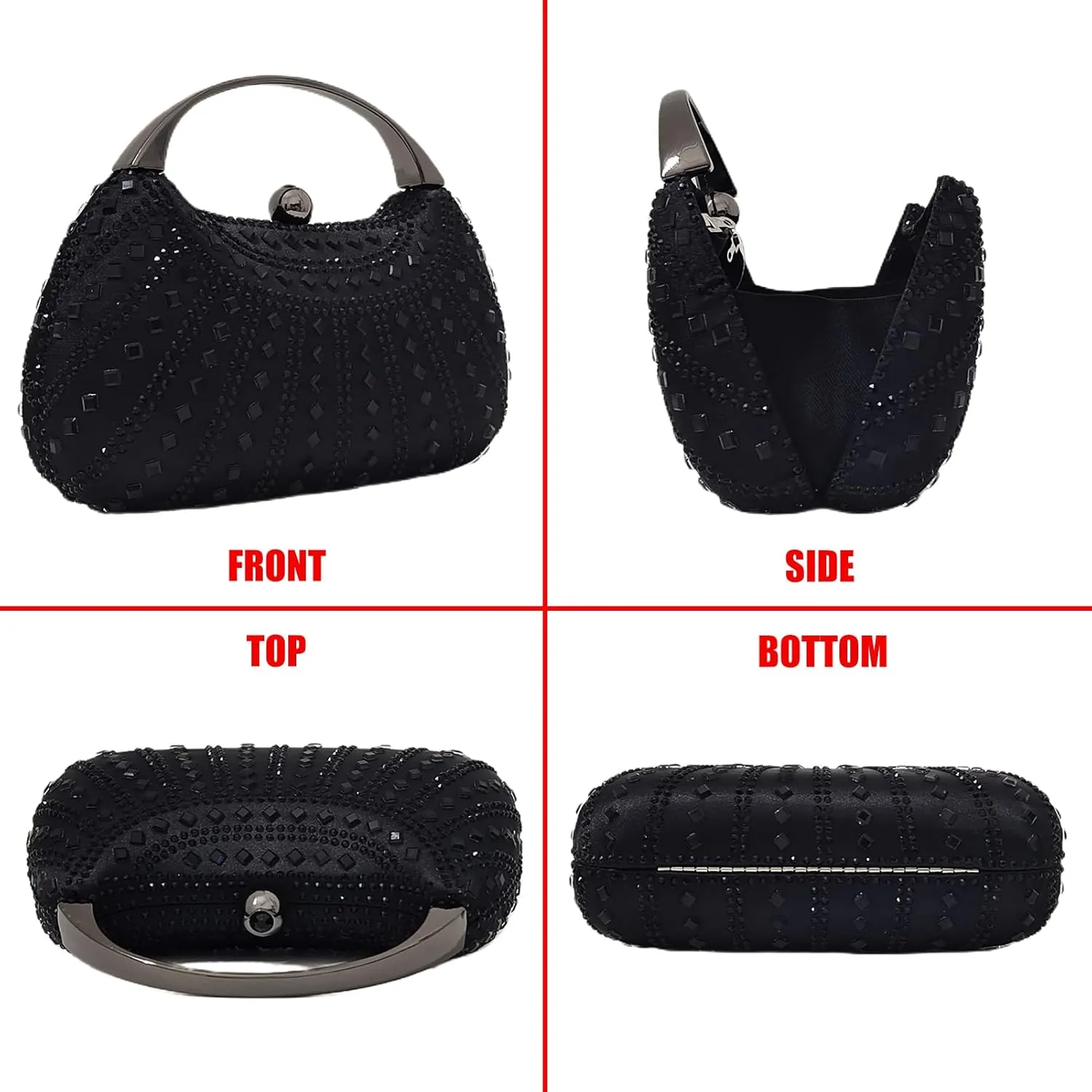 HUANG ZHUANG Elegant Crystal Clutch Rhinestone Handbags For Women Party Purse Wedding Prom Sparkly Bag
