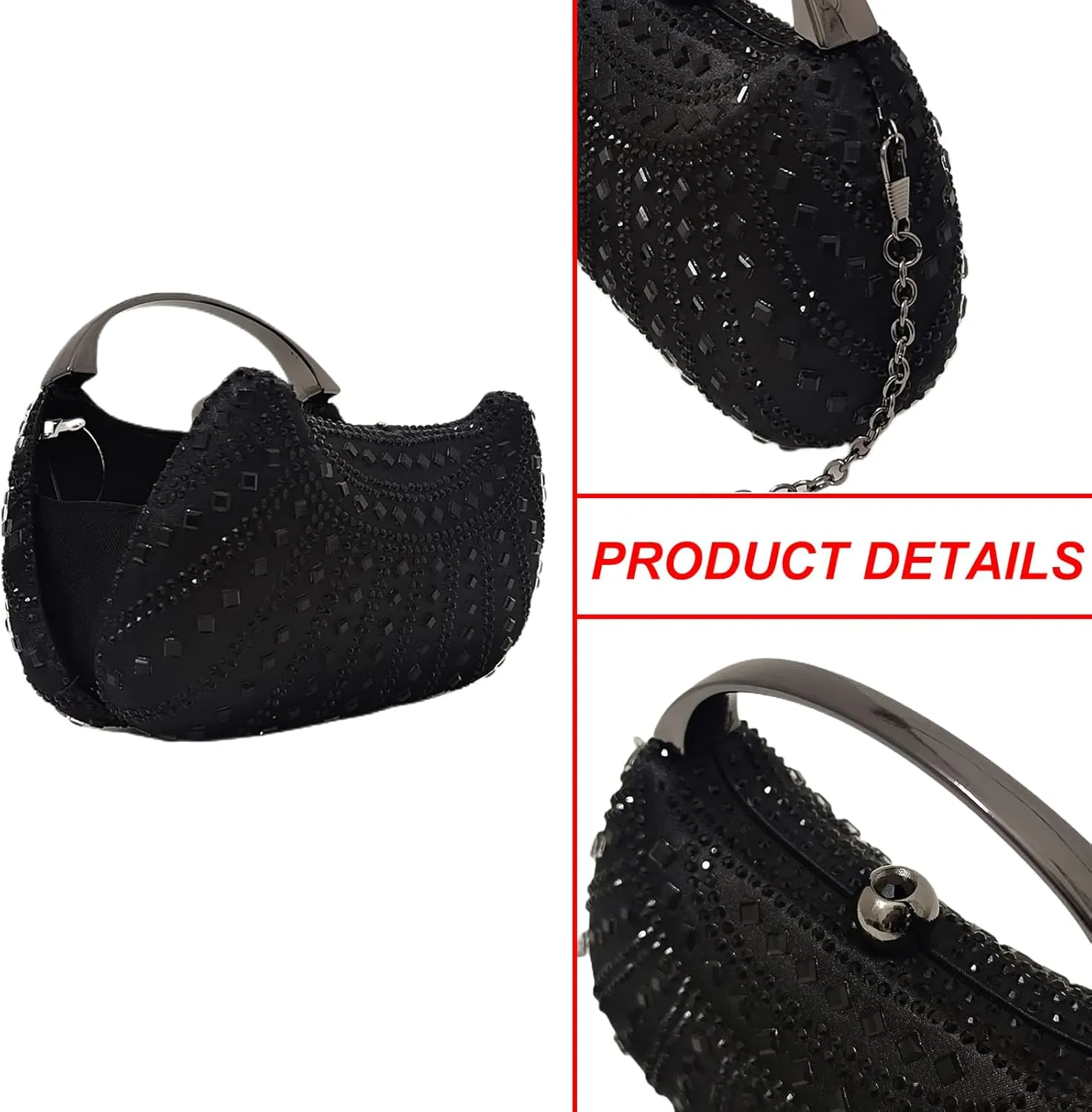 HUANG ZHUANG Elegant Crystal Clutch Rhinestone Handbags For Women Party Purse Wedding Prom Sparkly Bag