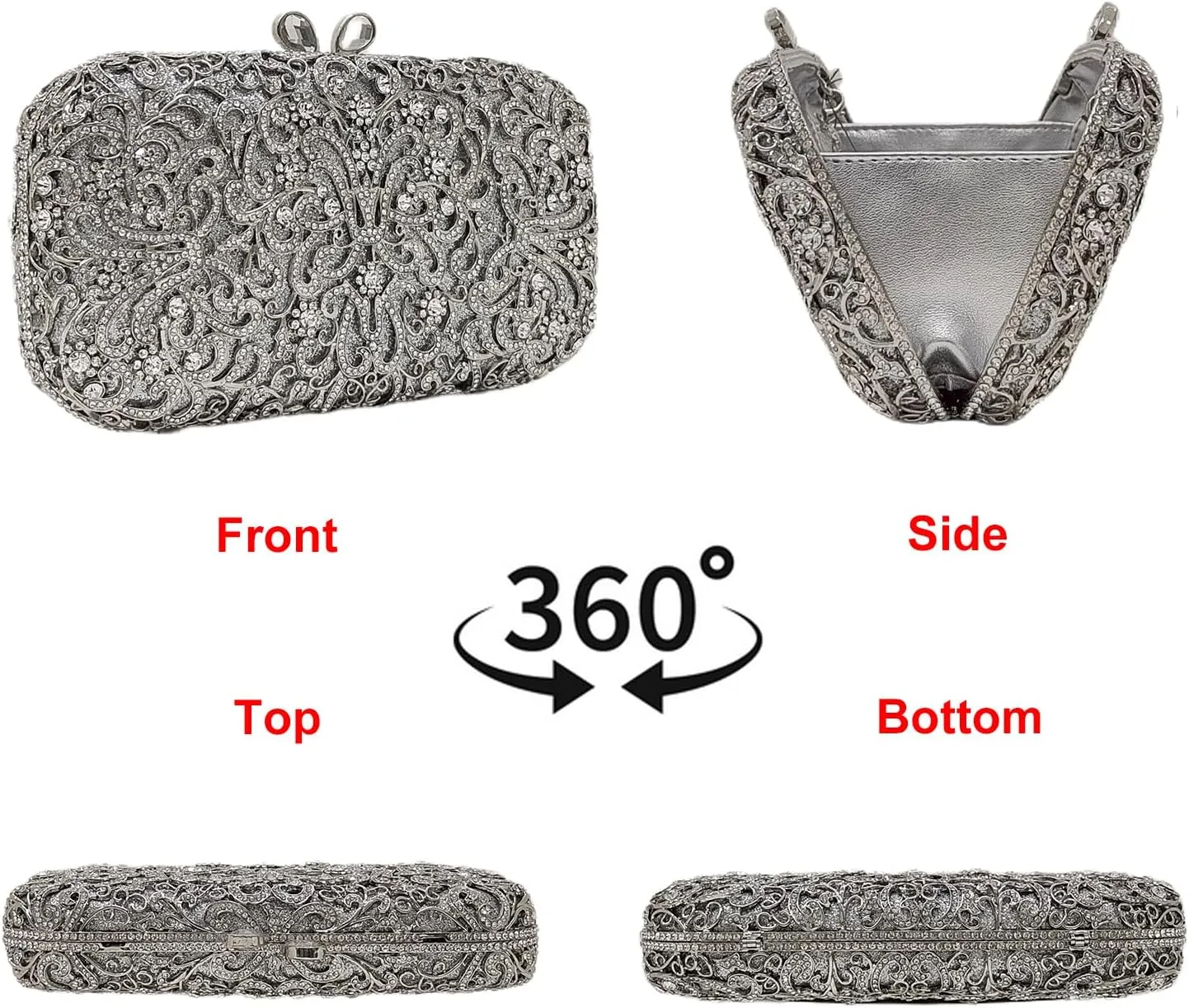 HUANG ZHUANG Luxury Crystal Clutch Women Glitter Rhinestone Evening Bag for Party Purse Wedding Handbag