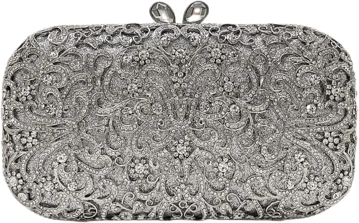 HUANG ZHUANG Luxury Crystal Clutch Women Glitter Rhinestone Evening Bag for Party Purse Wedding Handbag