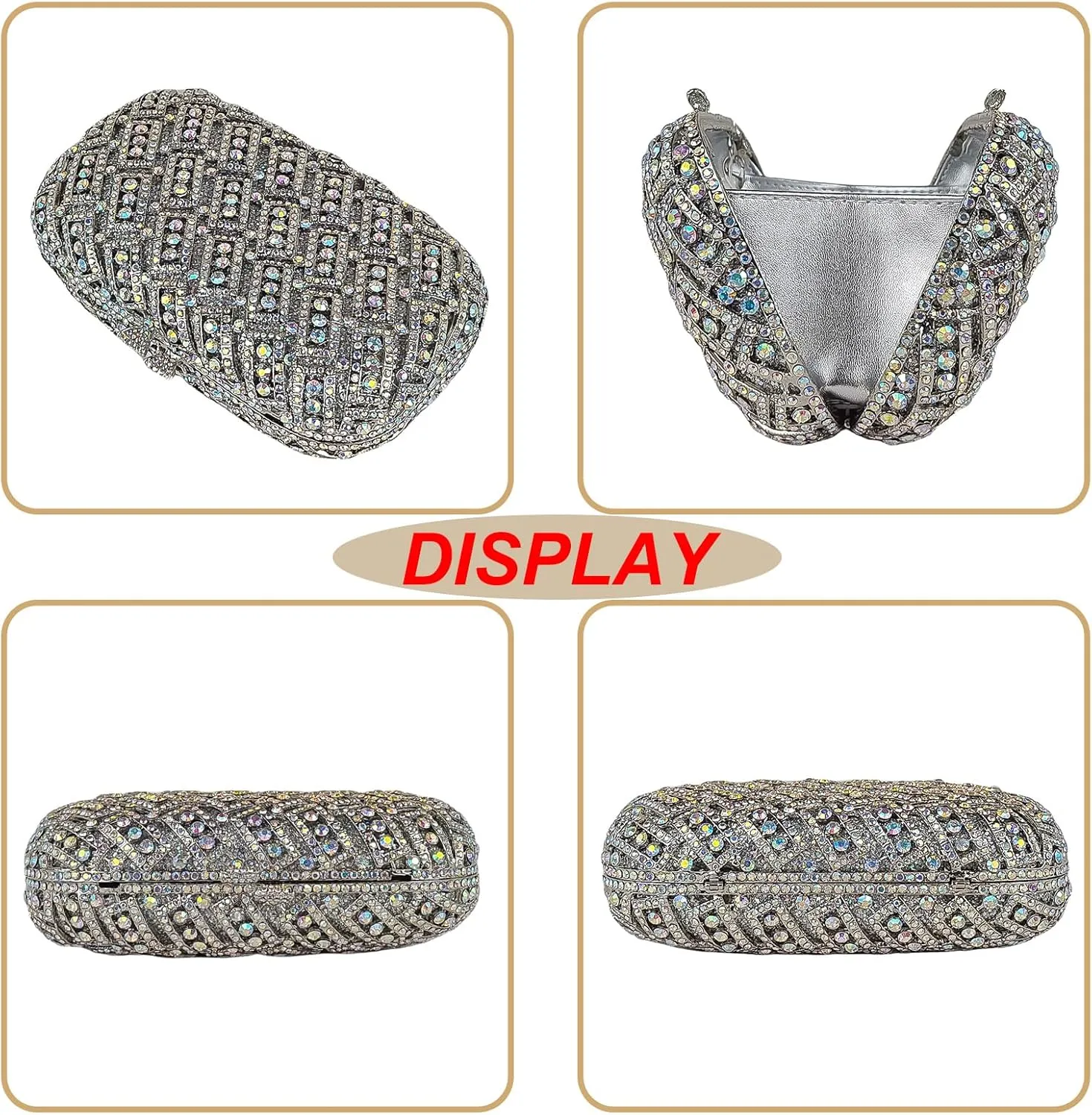 HUANG ZHUANG Sparkly Elegant Crystal Clutch Purse Luxury Rhinestone Evening Bag Prom Party Wedding Handbag