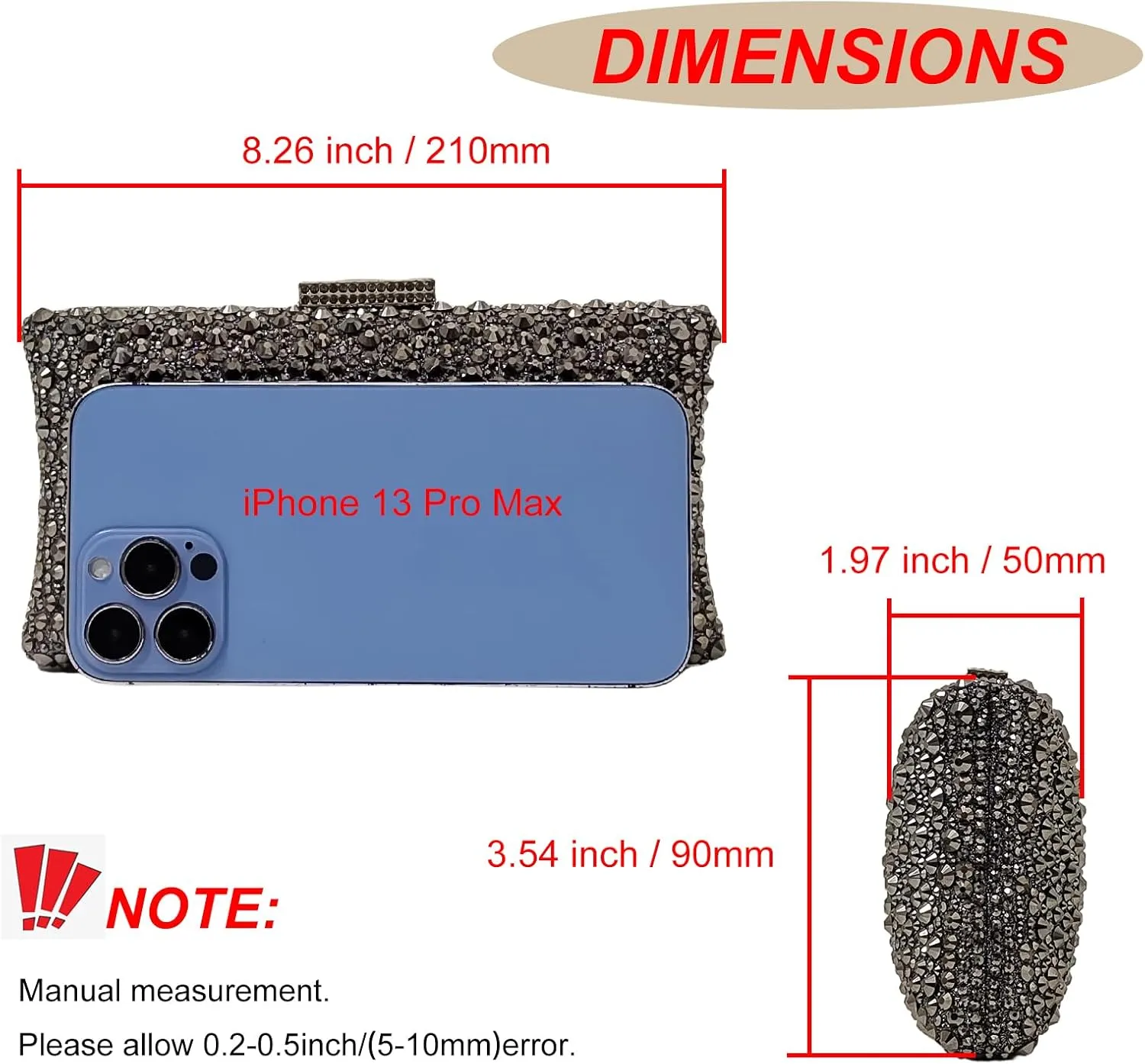 HUANG ZHUANG Sparkly Elegant Crystal Clutch Solid Rhinestone Handbags For Women Party Purse Bridal Prom Bag