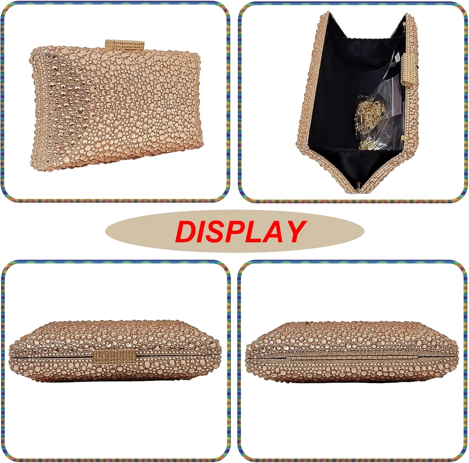 HUANG ZHUANG Sparkly Elegant Crystal Clutch Solid Rhinestone Handbags For Women Party Purse Bridal Prom Bag