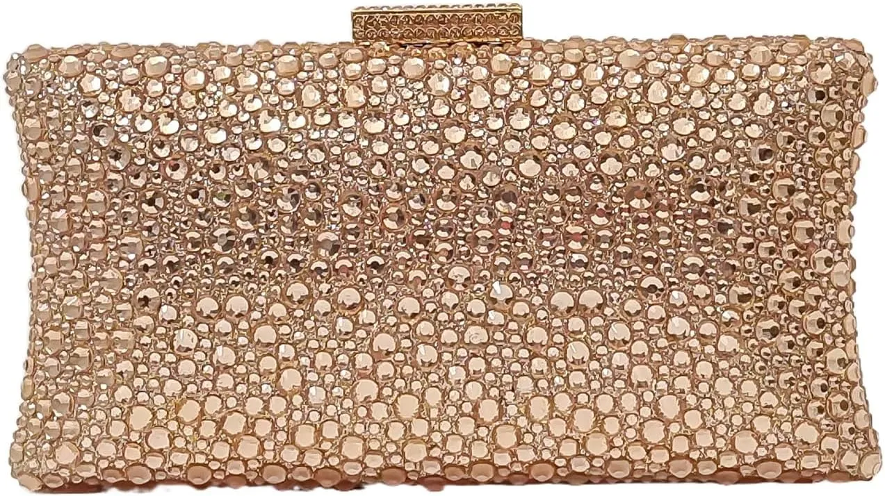 HUANG ZHUANG Sparkly Elegant Crystal Clutch Solid Rhinestone Handbags For Women Party Purse Bridal Prom Bag