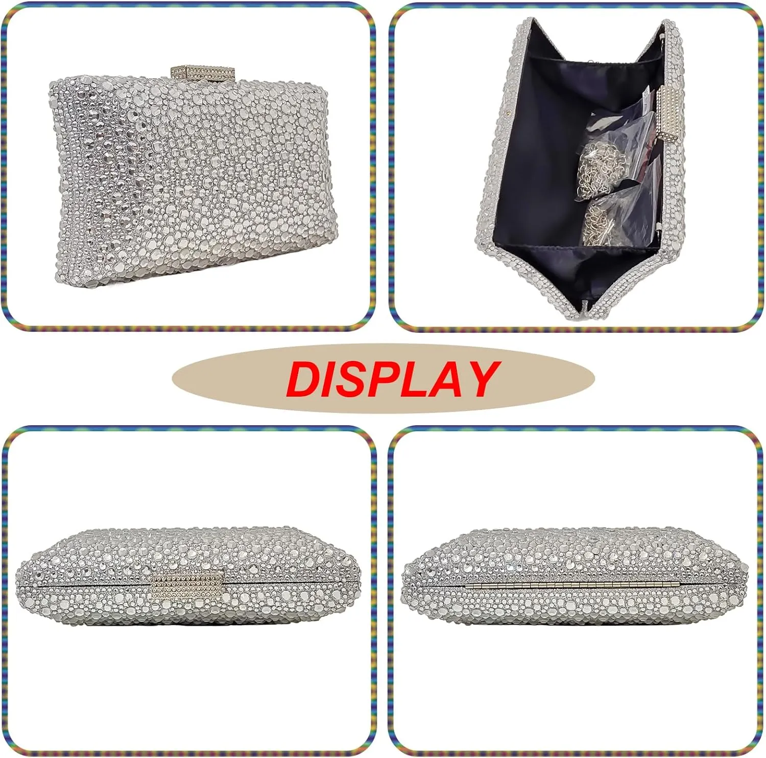 HUANG ZHUANG Sparkly Elegant Crystal Clutch Solid Rhinestone Handbags For Women Party Purse Bridal Prom Bag