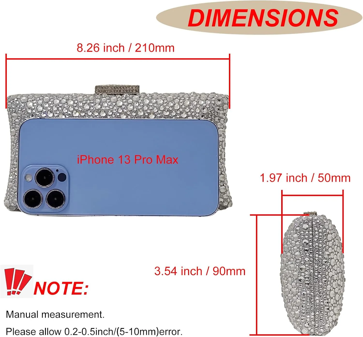 HUANG ZHUANG Sparkly Elegant Crystal Clutch Solid Rhinestone Handbags For Women Party Purse Bridal Prom Bag