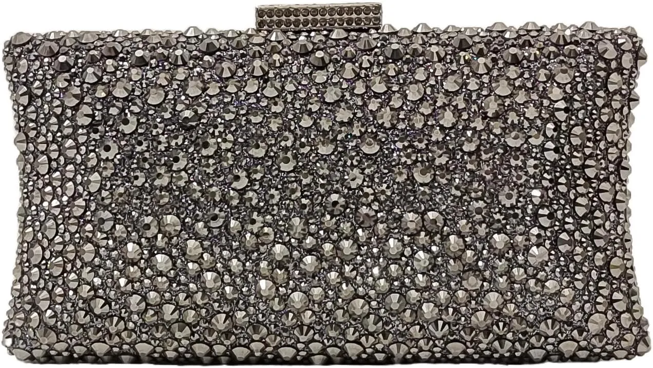 HUANG ZHUANG Sparkly Elegant Crystal Clutch Solid Rhinestone Handbags For Women Party Purse Bridal Prom Bag
