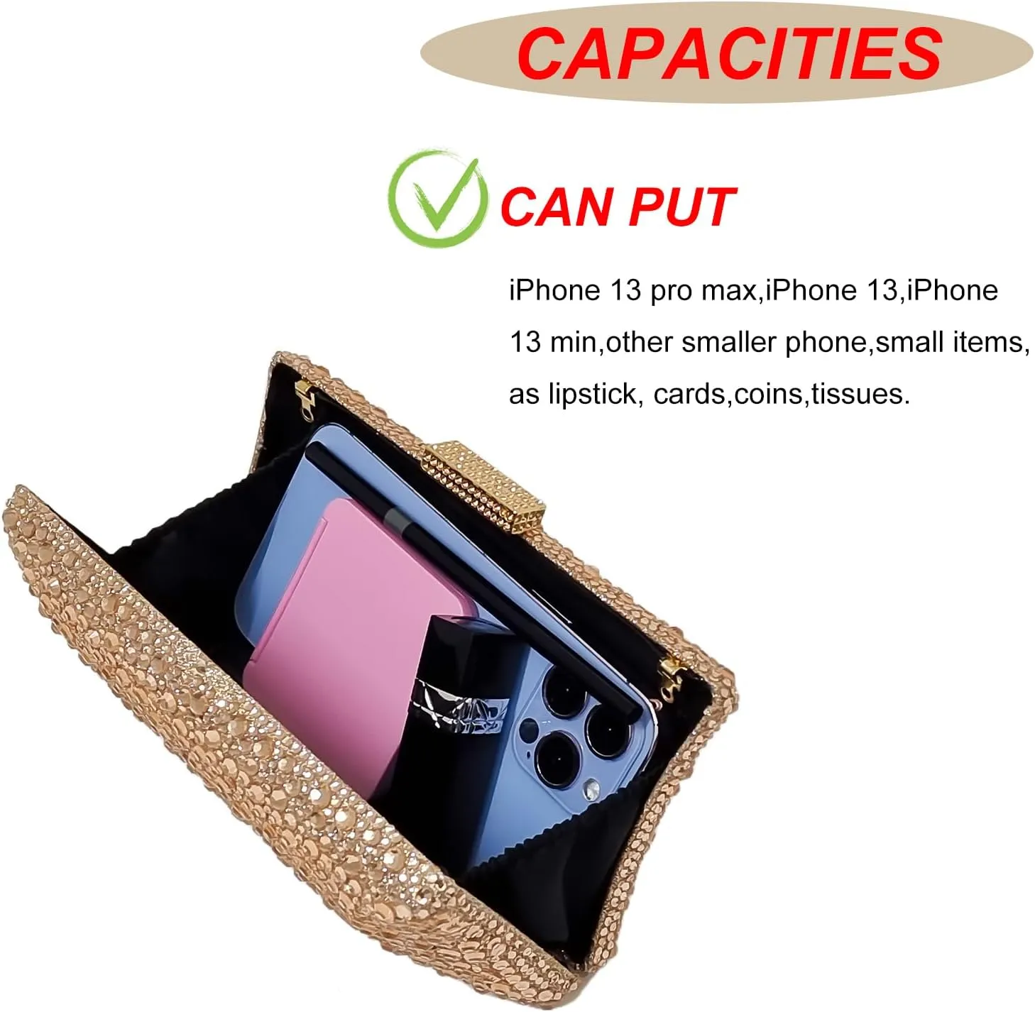 HUANG ZHUANG Sparkly Elegant Crystal Clutch Solid Rhinestone Handbags For Women Party Purse Bridal Prom Bag