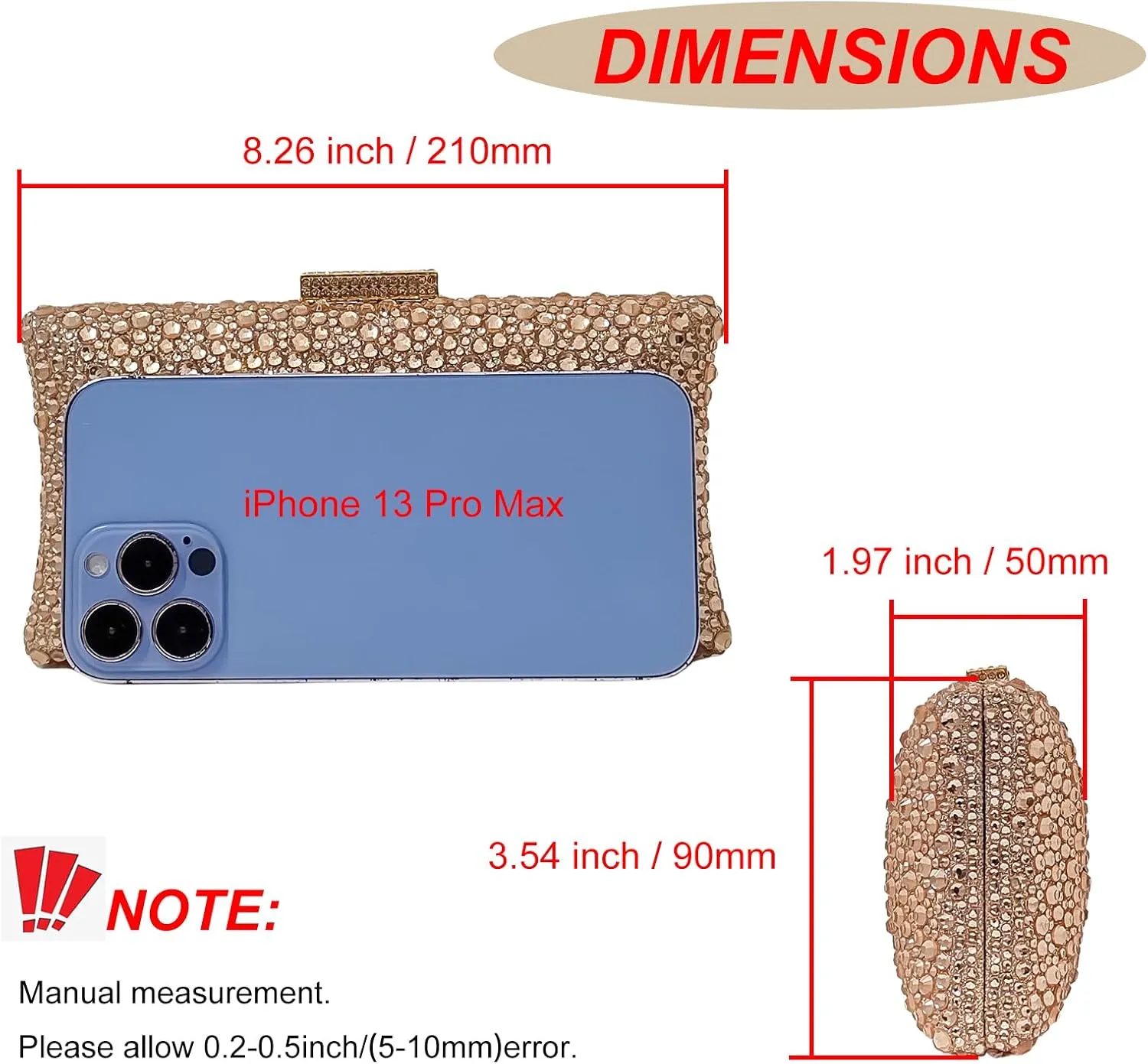 HUANG ZHUANG Sparkly Elegant Crystal Clutch Solid Rhinestone Handbags For Women Party Purse Bridal Prom Bag