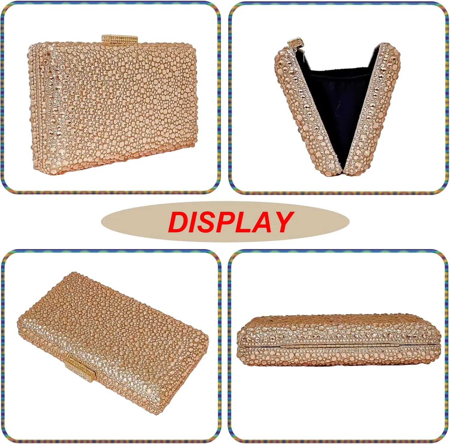 HUANG ZHUANG Sparkly Gem Clutch Rhinestone Handbags Crystal Purse For Women Party Purse Wedding Evening Bag