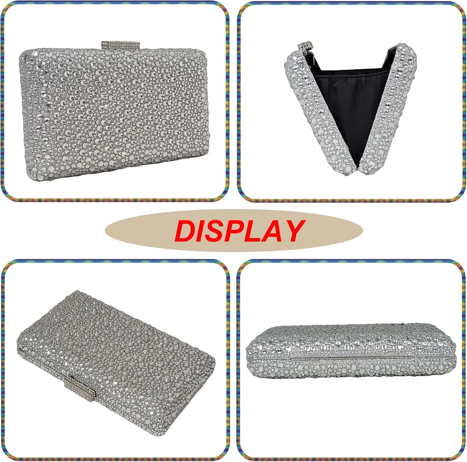 HUANG ZHUANG Sparkly Gem Clutch Rhinestone Handbags Crystal Purse For Women Party Purse Wedding Evening Bag
