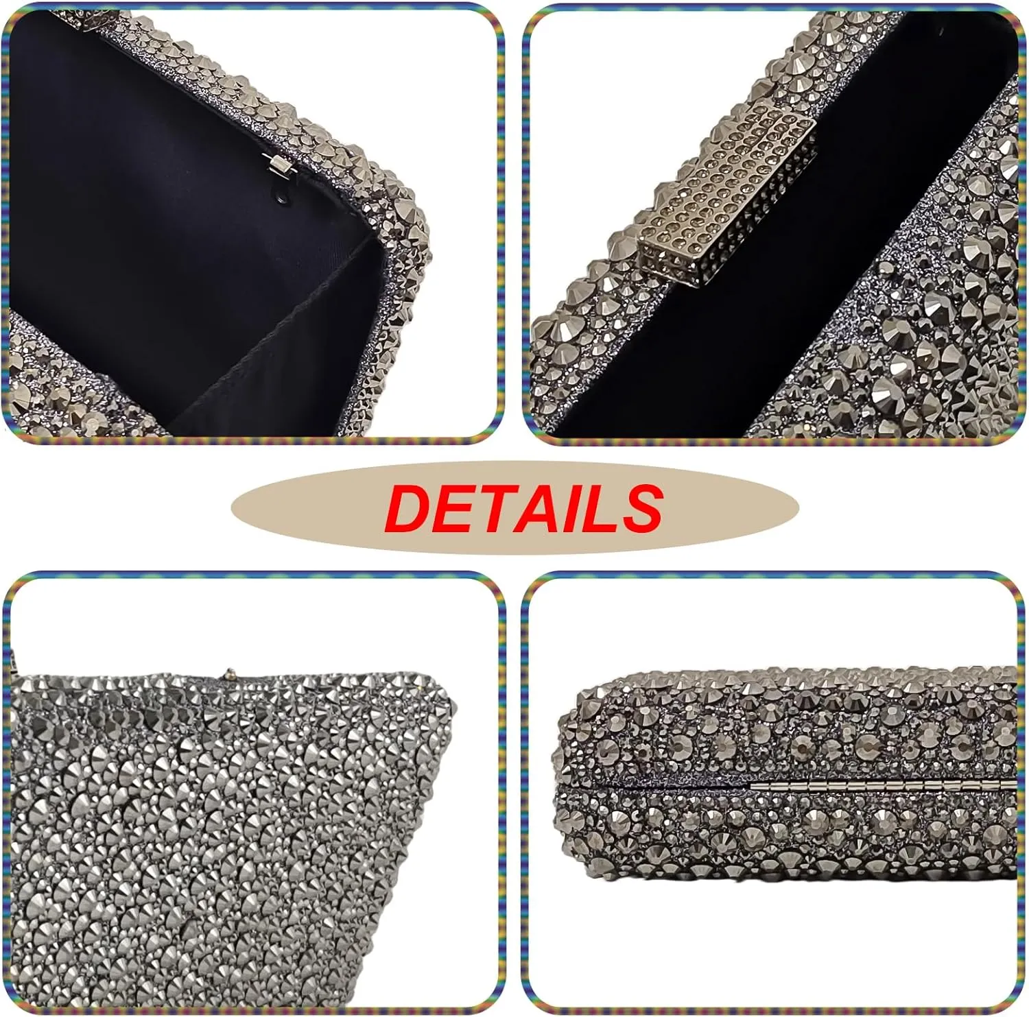 HUANG ZHUANG Sparkly Gem Clutch Rhinestone Handbags Crystal Purse For Women Party Purse Wedding Evening Bag