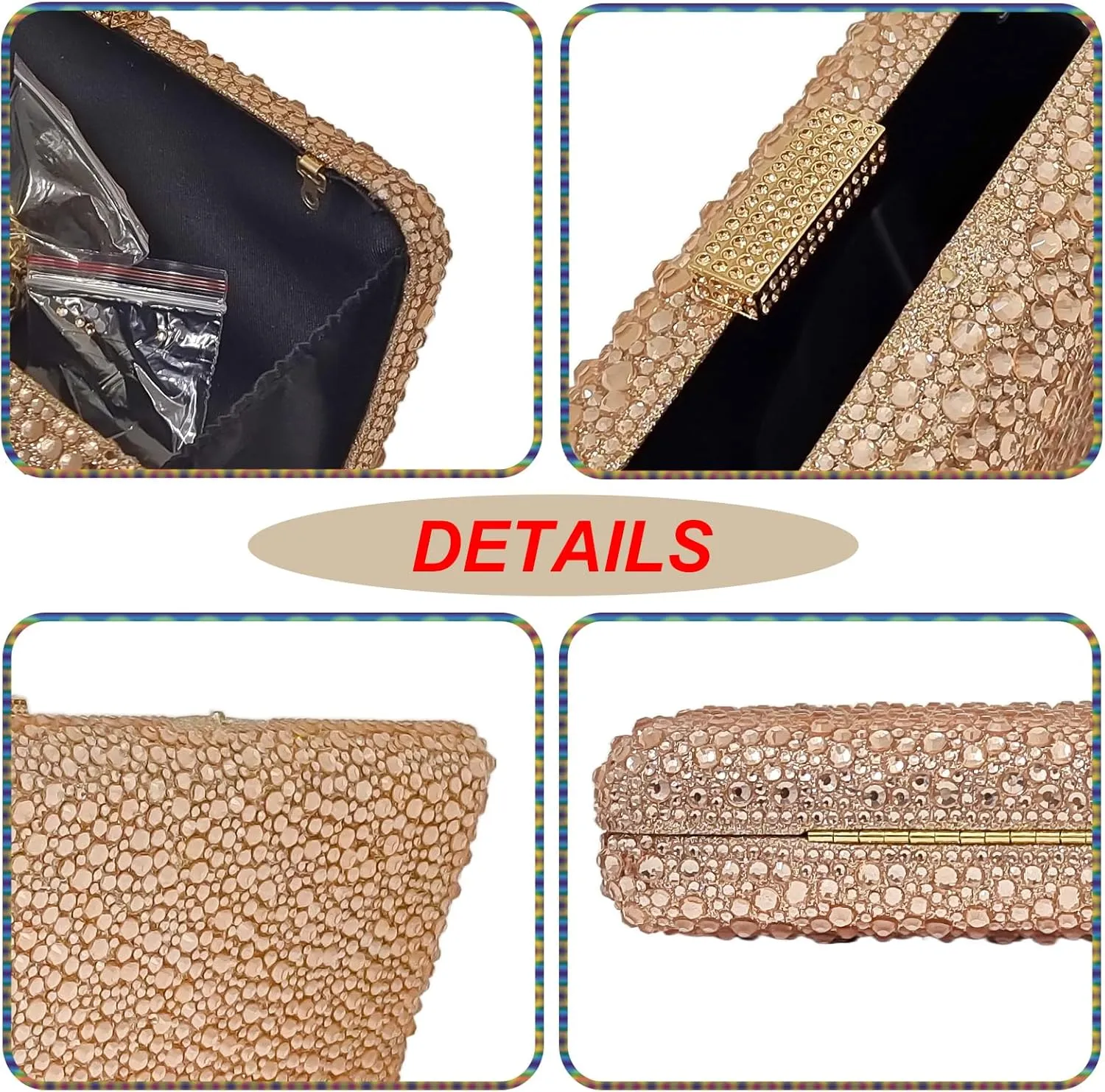 HUANG ZHUANG Sparkly Gem Clutch Rhinestone Handbags Crystal Purse For Women Party Purse Wedding Evening Bag