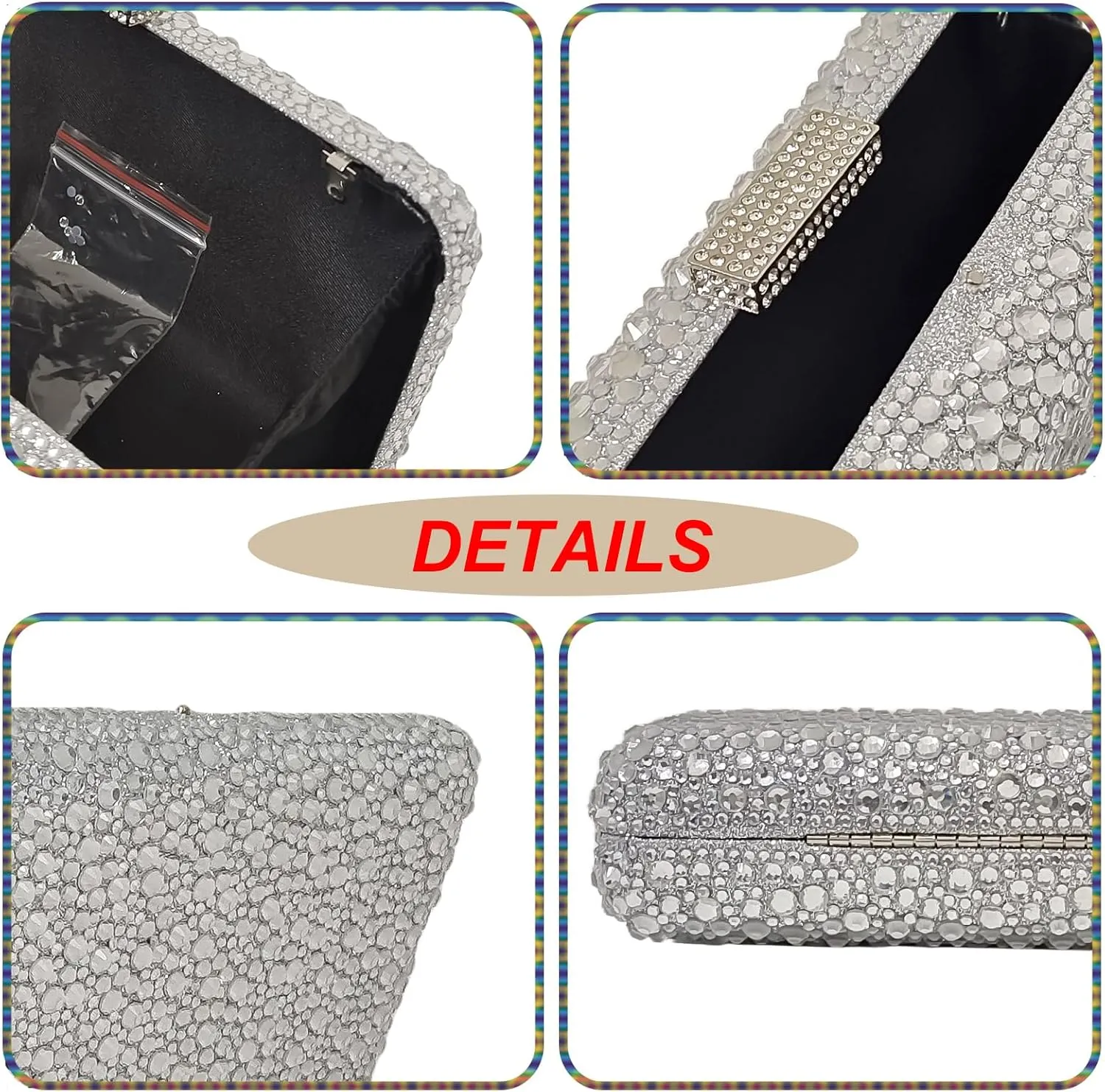 HUANG ZHUANG Sparkly Gem Clutch Rhinestone Handbags Crystal Purse For Women Party Purse Wedding Evening Bag