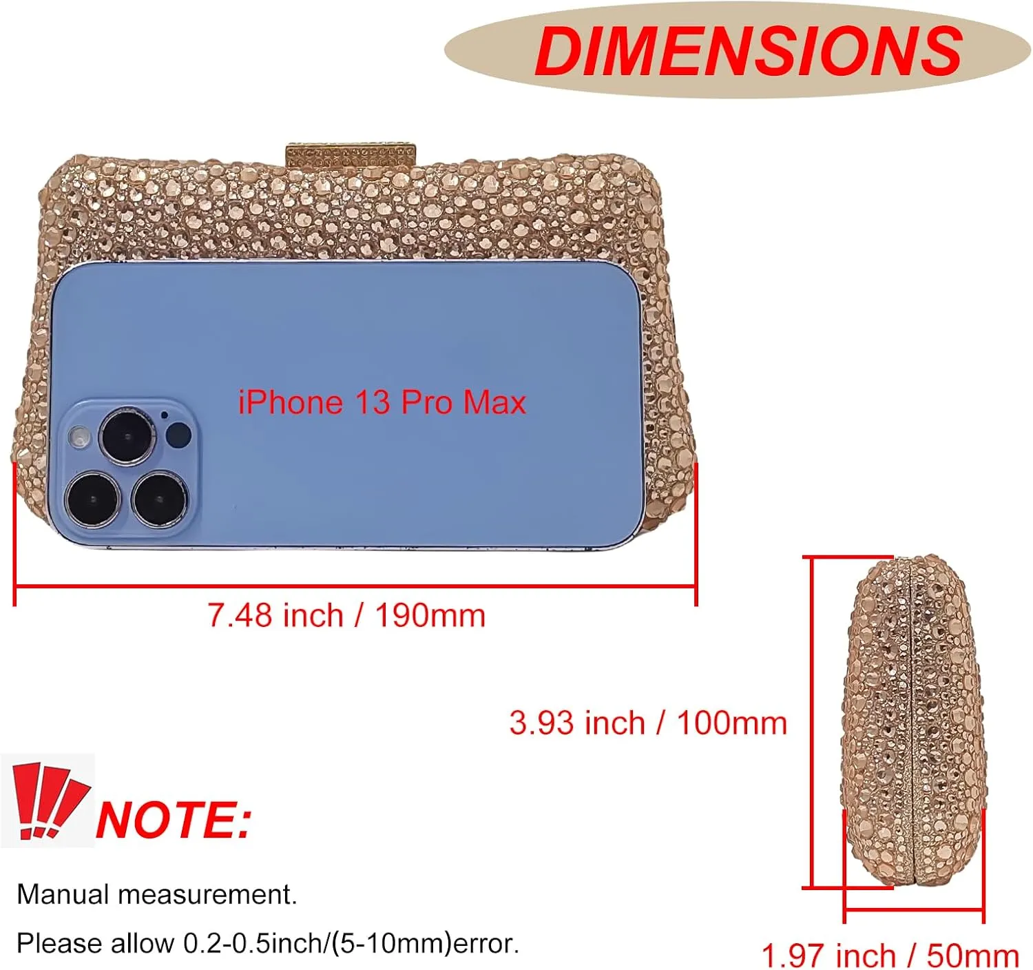 HUANG ZHUANG Women Evening Handbag Sparkly Rhinestone Clutch Handbags Crystal Purse Gem Party Purse Wedding Evening Bag
