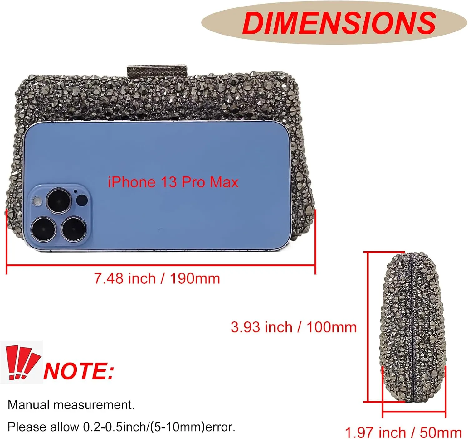 HUANG ZHUANG Women Evening Handbag Sparkly Rhinestone Clutch Handbags Crystal Purse Gem Party Purse Wedding Evening Bag