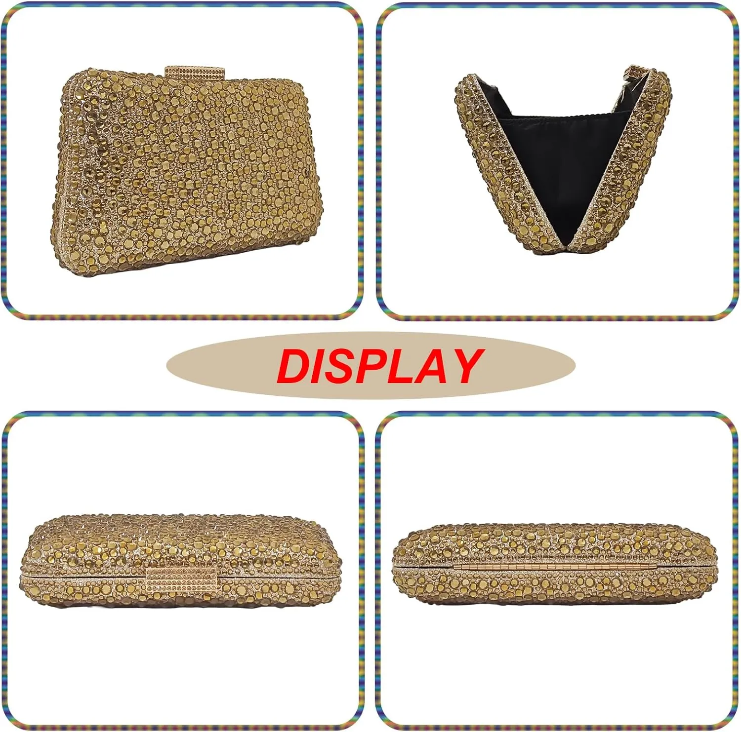HUANG ZHUANG Women Evening Handbag Sparkly Rhinestone Clutch Handbags Crystal Purse Gem Party Purse Wedding Evening Bag