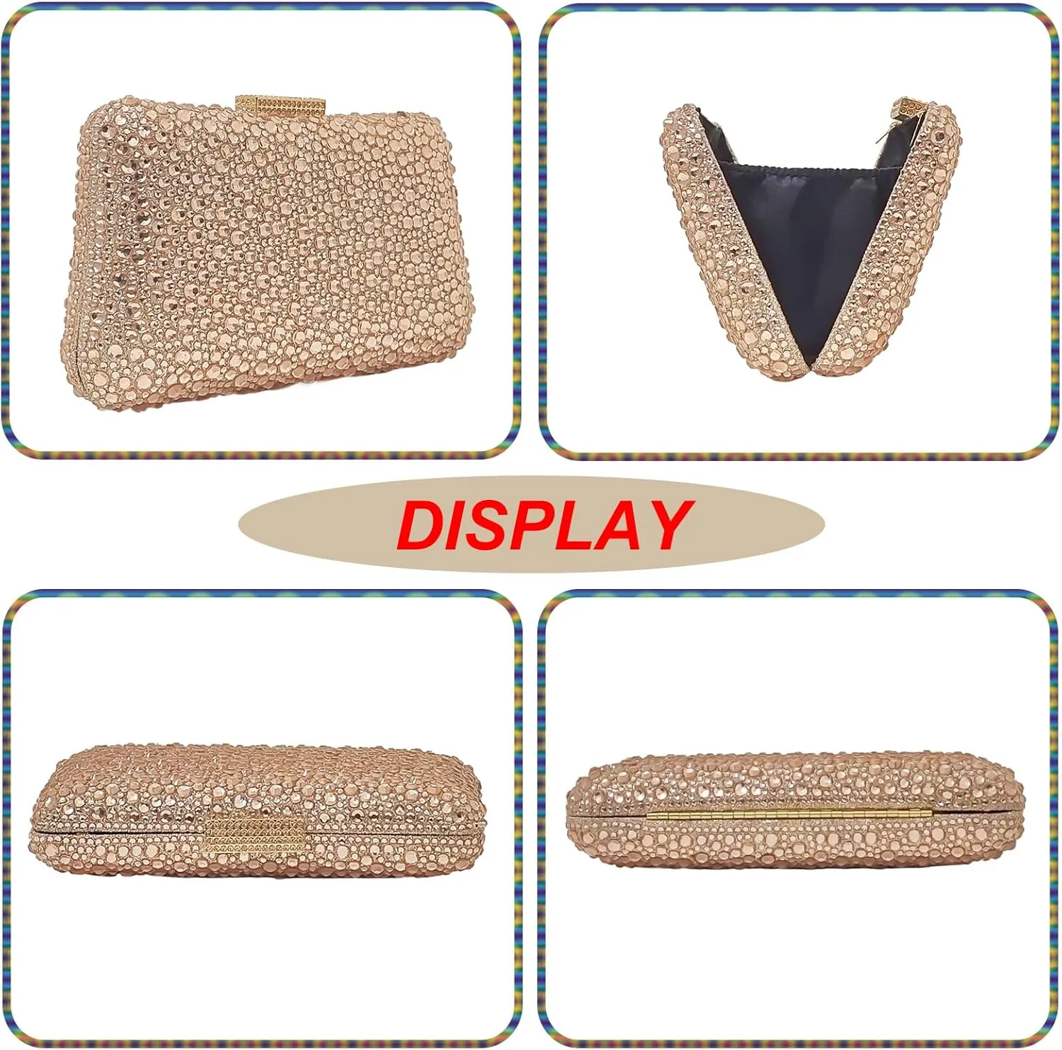 HUANG ZHUANG Women Evening Handbag Sparkly Rhinestone Clutch Handbags Crystal Purse Gem Party Purse Wedding Evening Bag