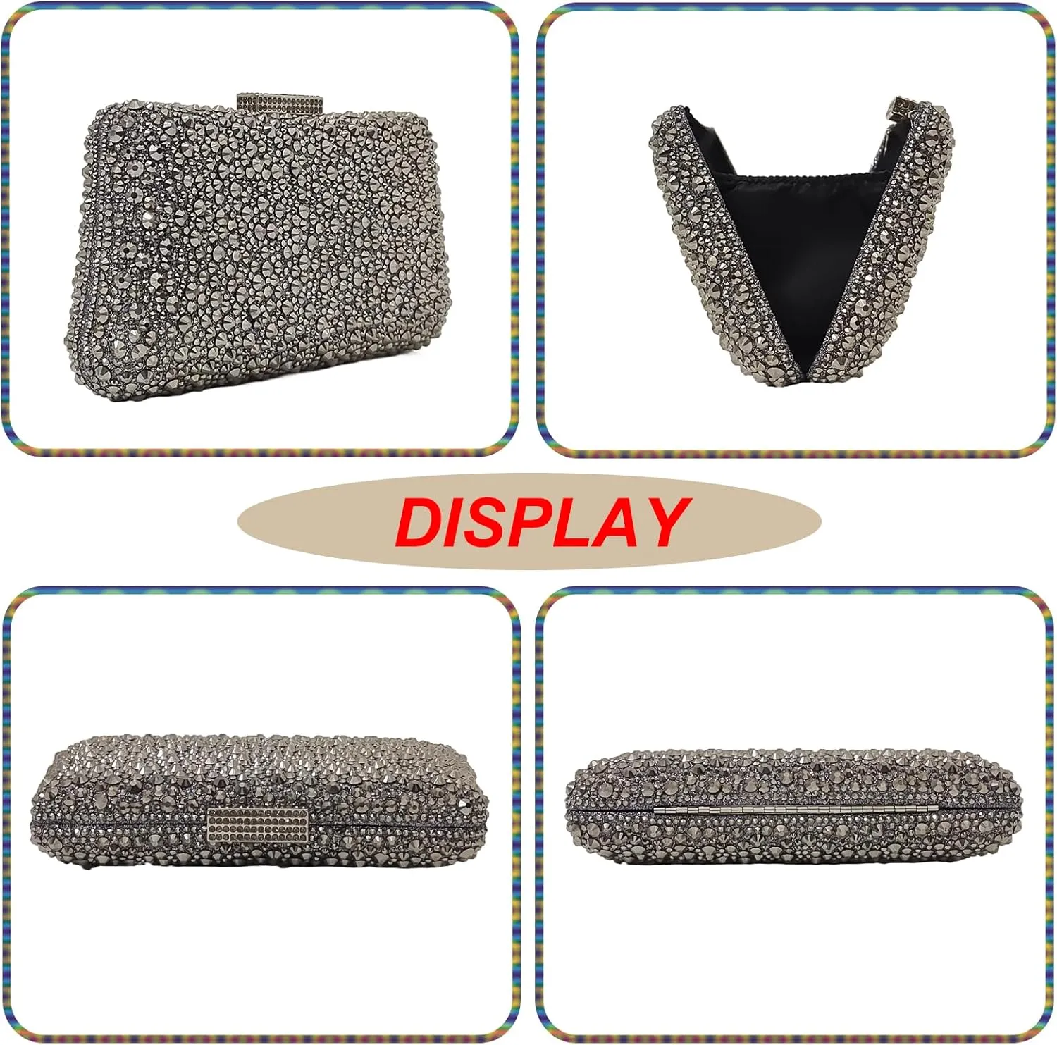 HUANG ZHUANG Women Evening Handbag Sparkly Rhinestone Clutch Handbags Crystal Purse Gem Party Purse Wedding Evening Bag
