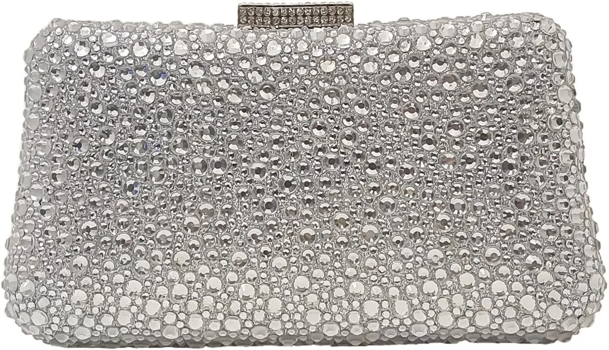 HUANG ZHUANG Women Evening Handbag Sparkly Rhinestone Clutch Handbags Crystal Purse Gem Party Purse Wedding Evening Bag