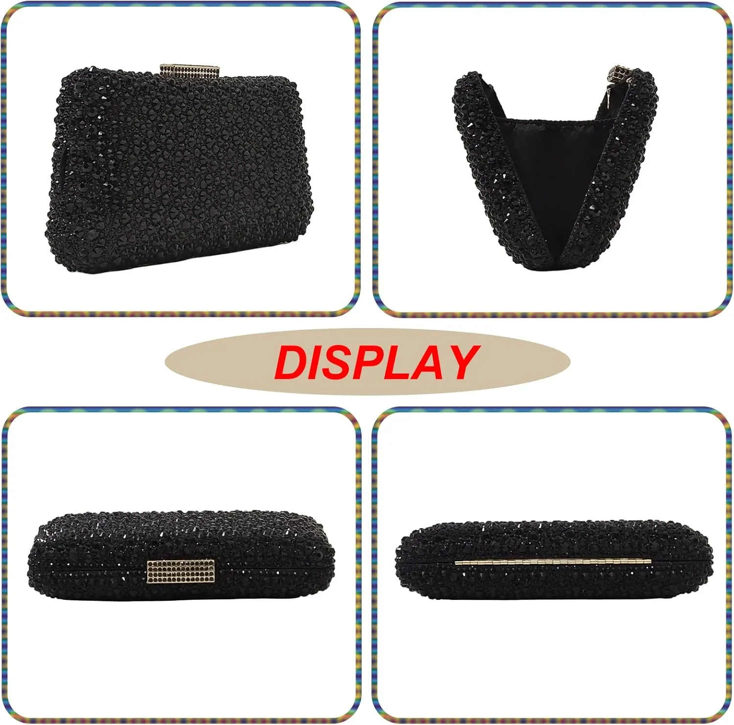 HUANG ZHUANG Women Evening Handbag Sparkly Rhinestone Clutch Handbags Crystal Purse Gem Party Purse Wedding Evening Bag