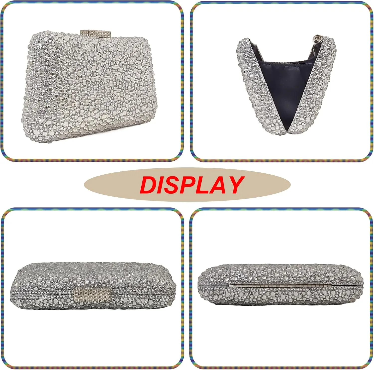 HUANG ZHUANG Women Evening Handbag Sparkly Rhinestone Clutch Handbags Crystal Purse Gem Party Purse Wedding Evening Bag