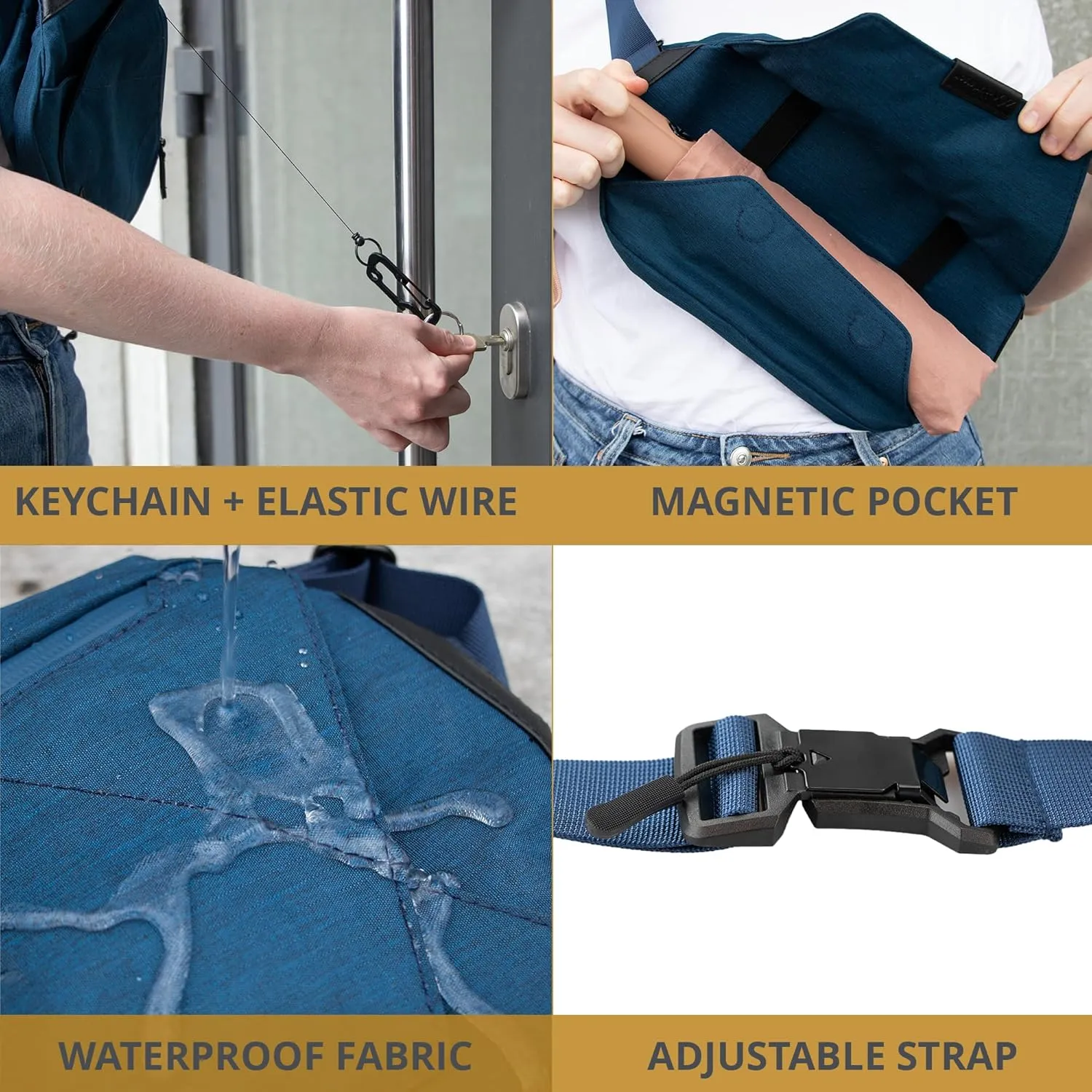 Hunterson Sling Bag for men and women, trendy crossbody bag to travel, multifunctional and spacious, water resistant bag