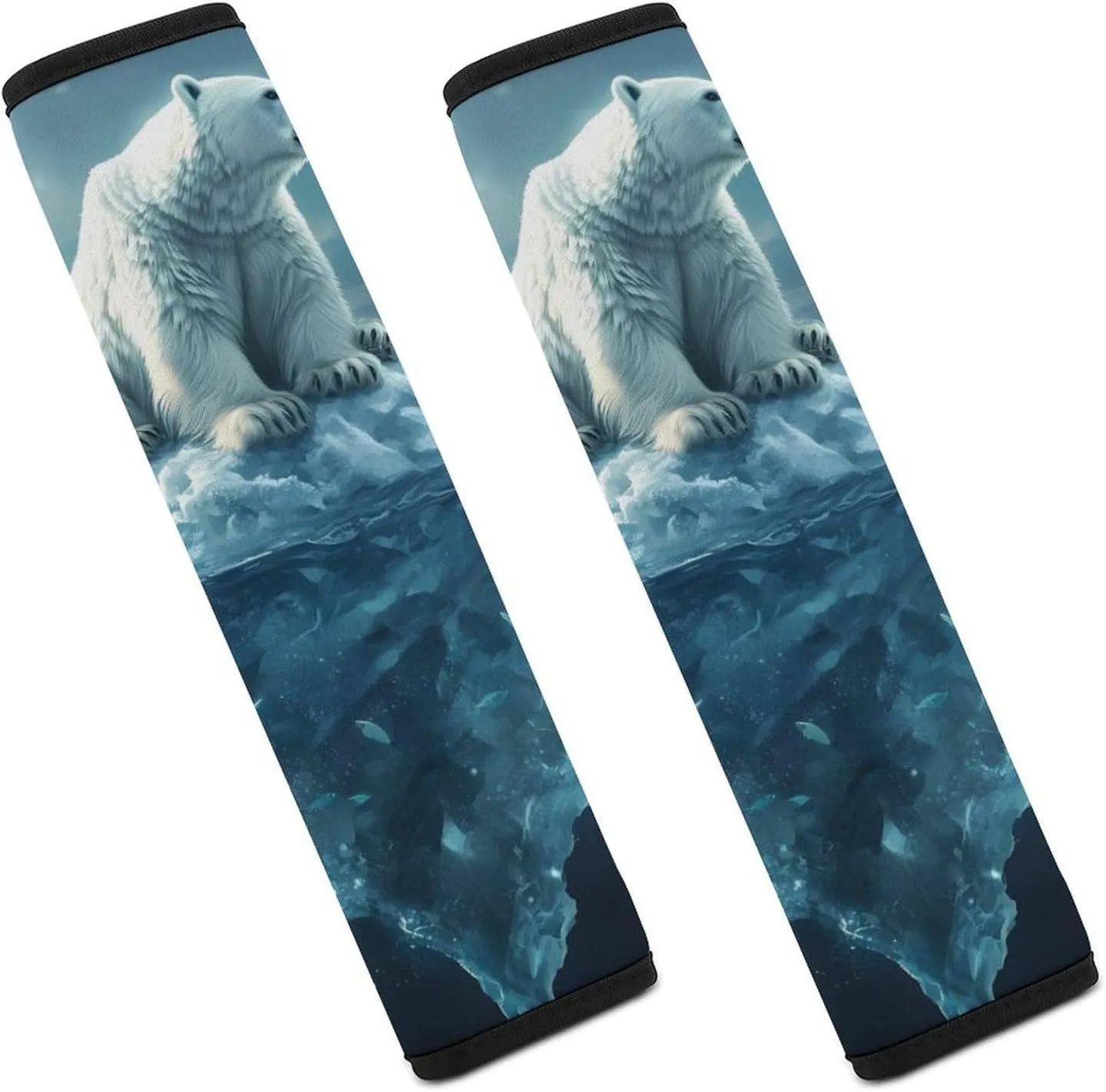Icebergs and Polar Bears Soft Cars Seat Belt Cover Comfort Backpack Straps Shoulder Pad Baby Kids 2PCS