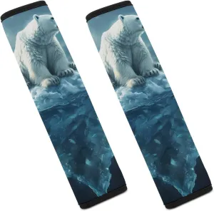 Icebergs and Polar Bears Soft Cars Seat Belt Cover Comfort Backpack Straps Shoulder Pad Baby Kids 2PCS