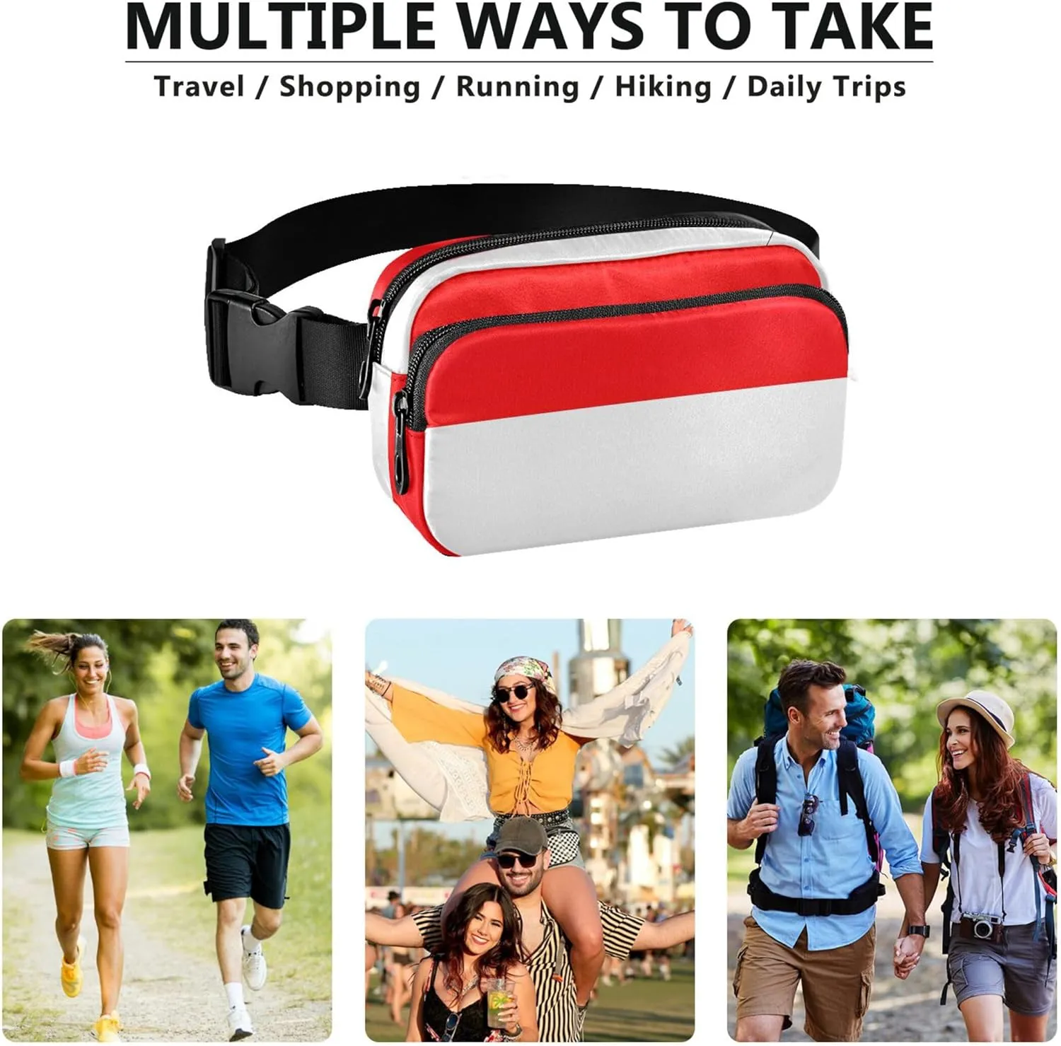 Indonesia Flag Fanny Packs for Women Belt Bag Hip Pack Waterproof Designer Cross Body Waist Pack