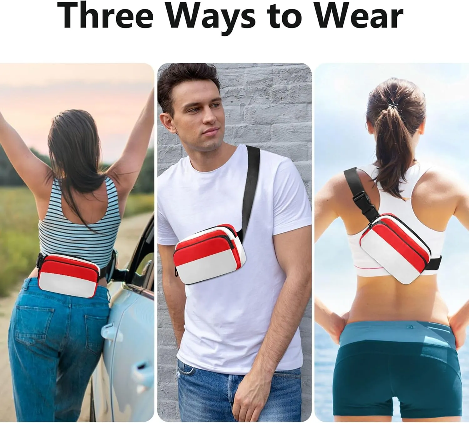 Indonesia Flag Fanny Packs for Women Belt Bag Hip Pack Waterproof Designer Cross Body Waist Pack
