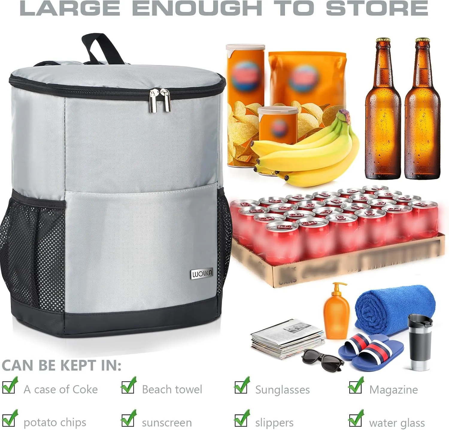 Insulated Cooler Backpack Outdoor - Leak Proof Backpack Cooler 30 Cans, Waterproof Lightweight Cooler Bag for 12h Hot/Cold Retention - Soft Cooler for Travel, Camping, Beach, Lunch