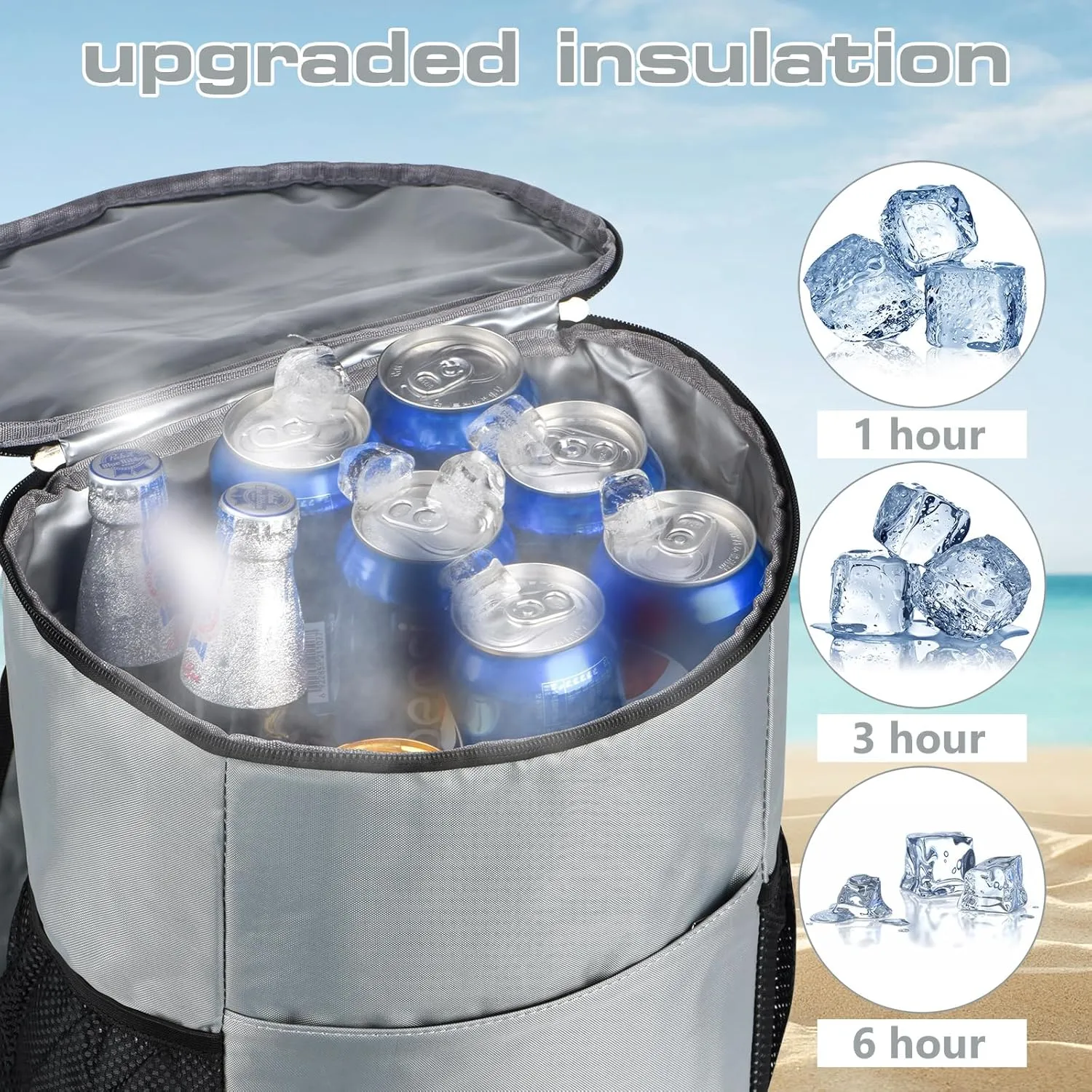 Insulated Cooler Backpack Outdoor - Leak Proof Backpack Cooler 30 Cans, Waterproof Lightweight Cooler Bag for 12h Hot/Cold Retention - Soft Cooler for Travel, Camping, Beach, Lunch
