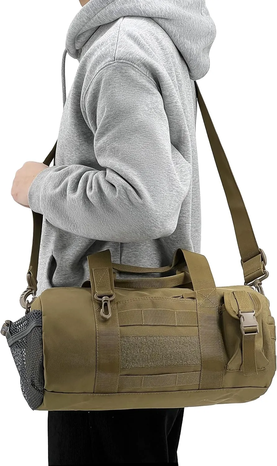Jaegvida Gym Bag Tactical Duffel Bag Fitness Bag Travel Bag for Fitness Travel Hunting (Brown)