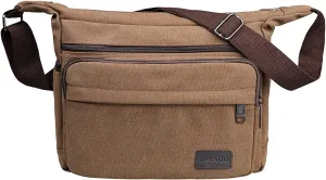 JAKAGO 13" Canvas Messenger Bag Multi Pockets Cross body Bag for Daily Use Satchel Bag for Business Travel
