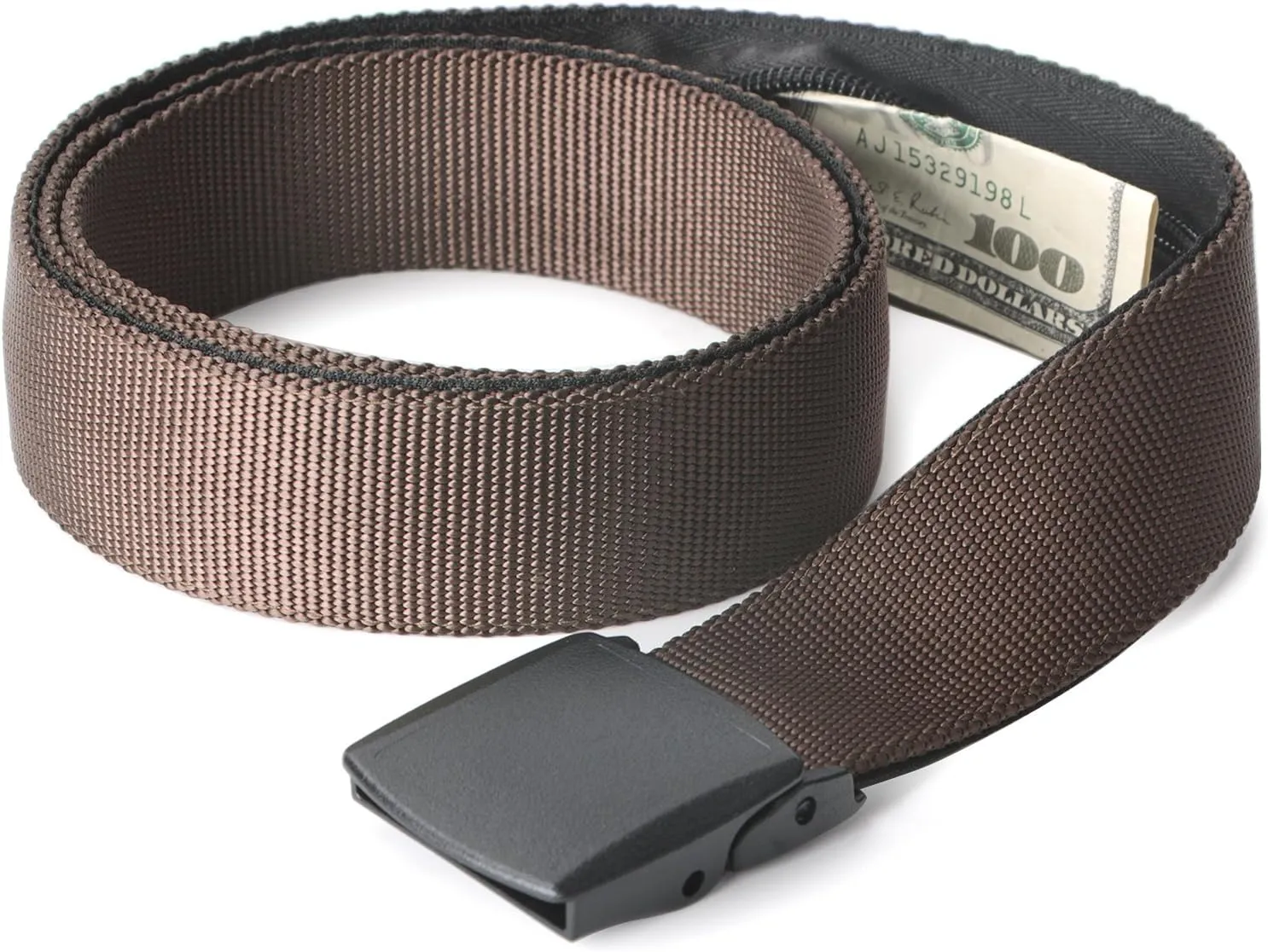 JASGOOD Travel Security Money Belt with Hidden Money Pocket - Cashsafe Anti-Theft Wallet Unisex Nickel free Nylon Belt