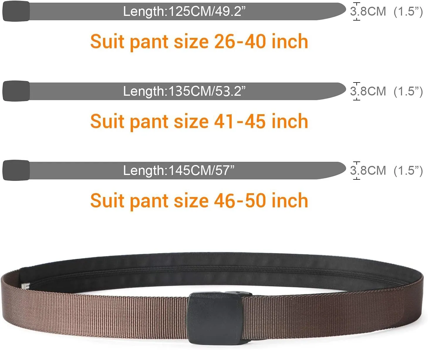 JASGOOD Travel Security Money Belt with Hidden Money Pocket - Cashsafe Anti-Theft Wallet Unisex Nickel free Nylon Belt