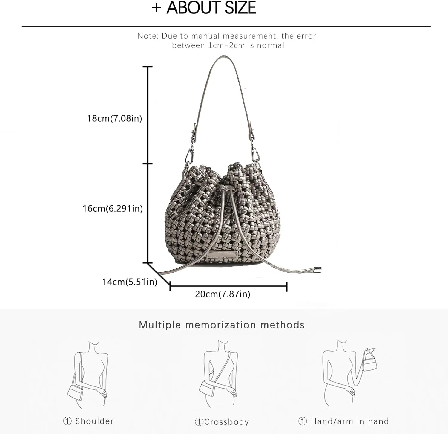 JINMANXUE Fashion Hollow Bucket Tote Bag For Women, Crossbody Female Handbag Woven Silk bag Leisure Leather Shoulder Bag