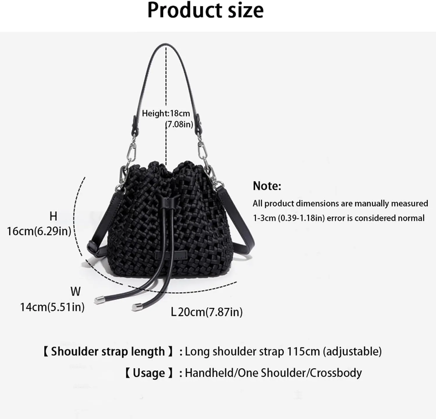 JINMANXUE Fashion Hollow Bucket Tote Bag For Women, Crossbody Female Handbag Woven Silk bag Leisure Leather Shoulder Bag