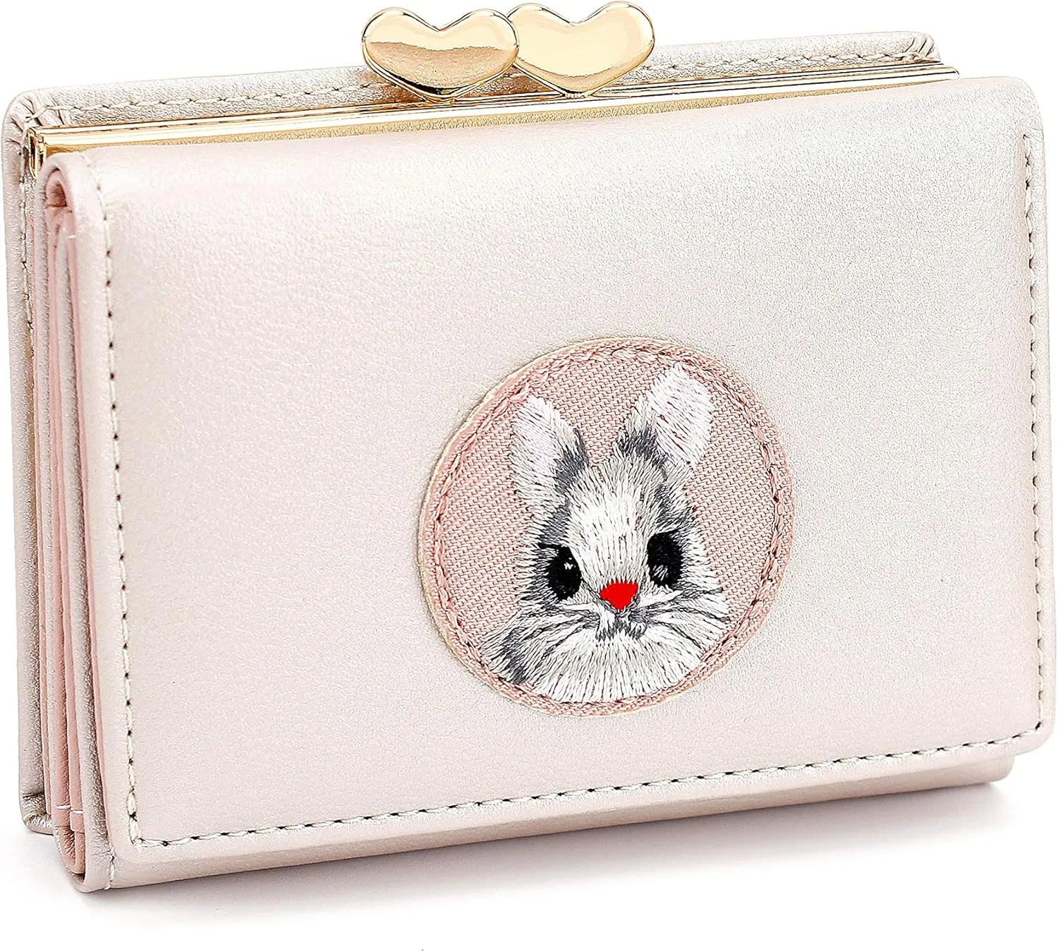 JIUFENG Women's RFID Blocking Short Wallet Multi Purpose Purses Animal Embroidered Billfold Credit Card Holder Coin Pouches