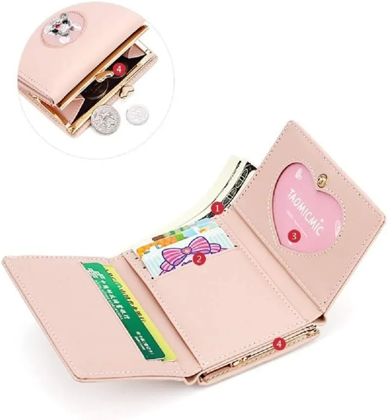 JIUFENG Women's RFID Blocking Short Wallet Multi Purpose Purses Animal Embroidered Billfold Credit Card Holder Coin Pouches