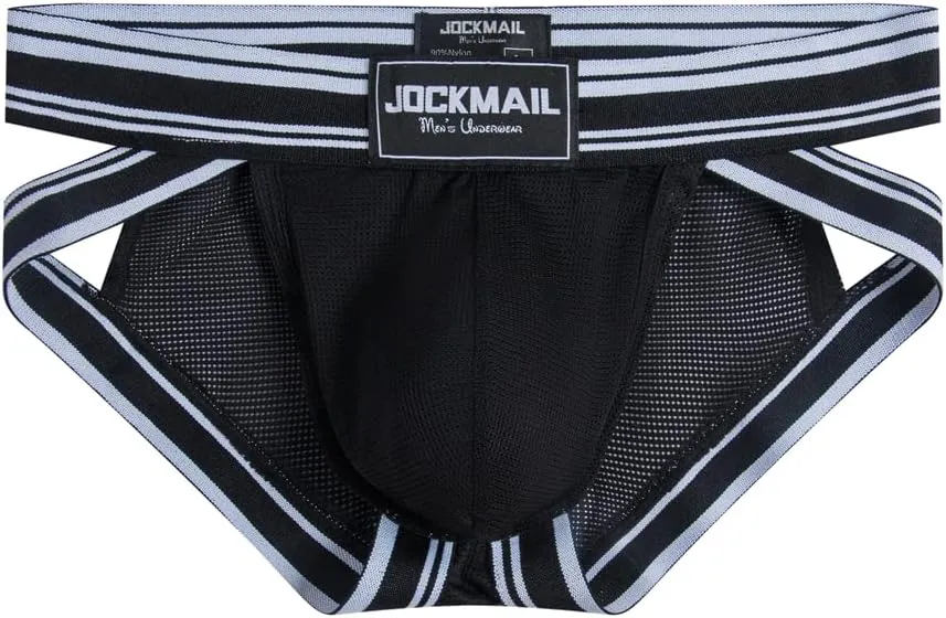 JOCKMAIL 2PCS/PACK Mens Briefs Underwear Wide Belt Mesh Athletic Sport Underwear Briefs